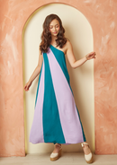 VESTIDO A SEDA BICOLOR