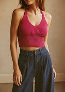 TOP TEJIDO CROSS STRIP