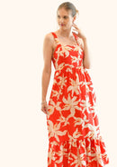 VESTIDO COLLETE PRINT ROJO
