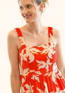 VESTIDO COLLETE PRINT ROJO