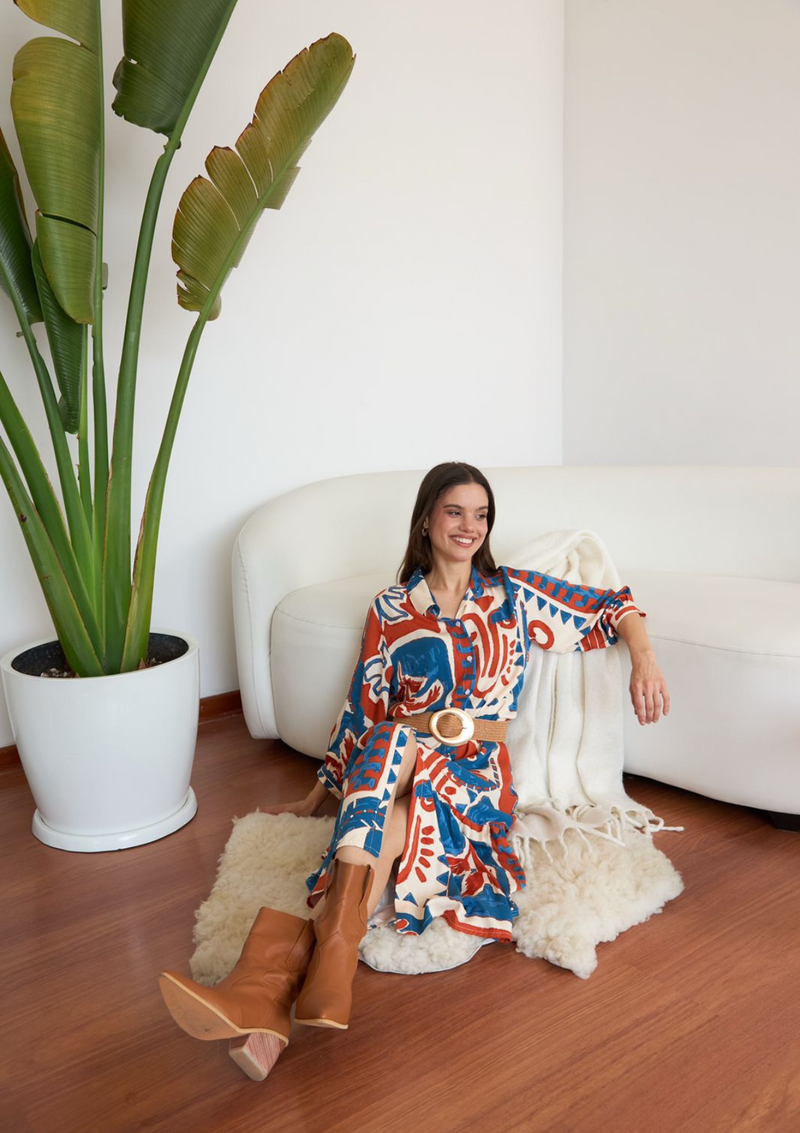 VESTIDO SIMONE ESTAMPADO AZUL