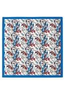 PAÑUELO SEDA FLORES AZUL/ROSADO 70X66
