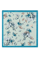 PAÑUELO SATIN FLORES TURQUESA/AQUA 60X58