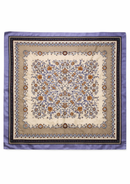 PAÑUELO SEDA FLORES BEIGE/LILA