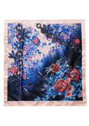 PAÑUELO SEDA FLOREADO ROSADO AZUL