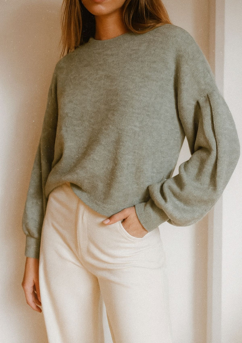 SWEATER CUELLO REDONDO MANGA GLOBO
