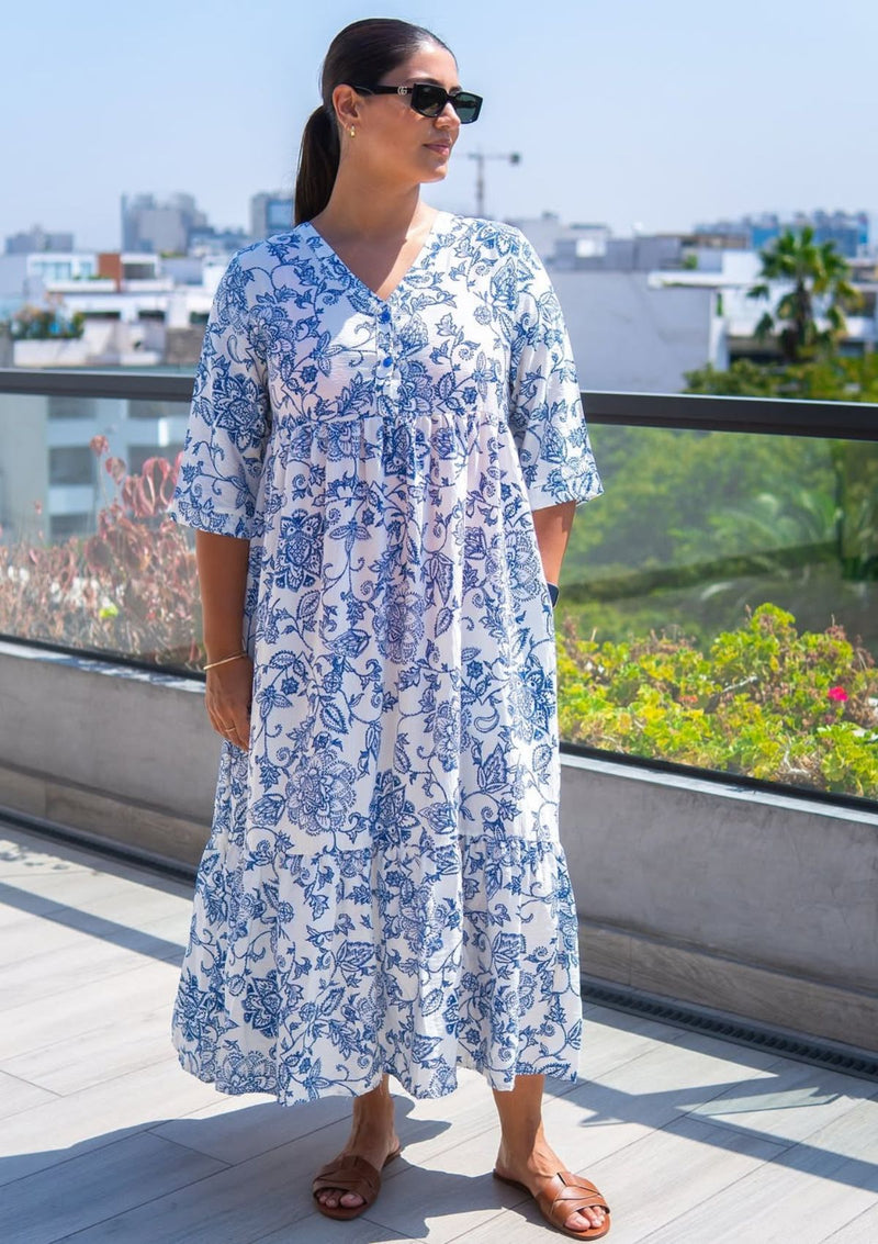VESTIDO FLOWY PRINT BLANCO