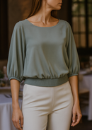 BLUSA GASA CUELLO REDONDO 3/4