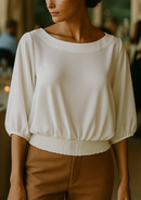 BLUSA GASA CUELLO REDONDO 3/4