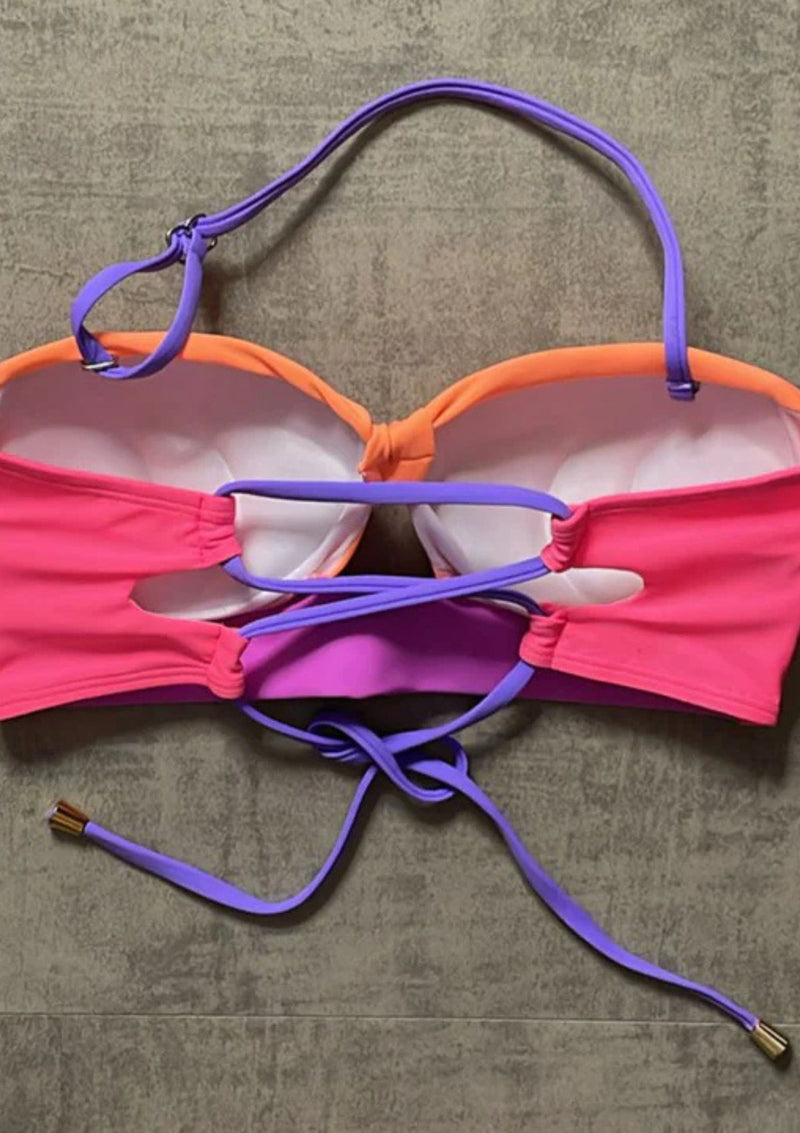 BIKINI COLOR BLOCK HIGH WAIST