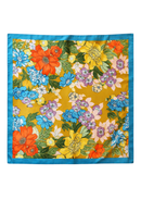 PAÑUELO SEDA FLORES BORDE CELESTE