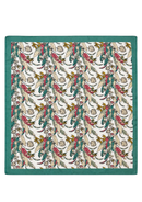 PAÑUELO SEDA FLORES JADE/ROSADO 70X66