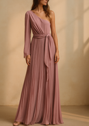 VESTIDO IRIS PLISADO ASIMETRICO