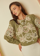 BLUSA BRODERIE MANGA LARGA