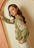 BLUSA BRODERIE MANGA LARGA