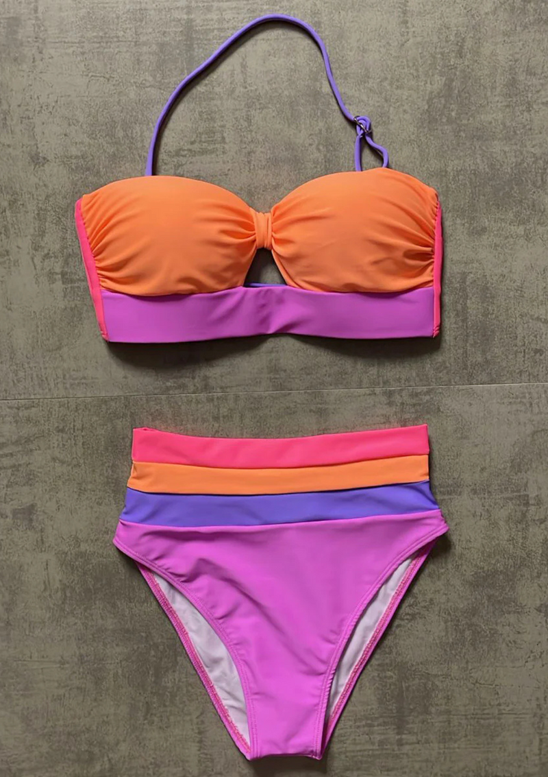 BIKINI COLOR BLOCK HIGH WAIST